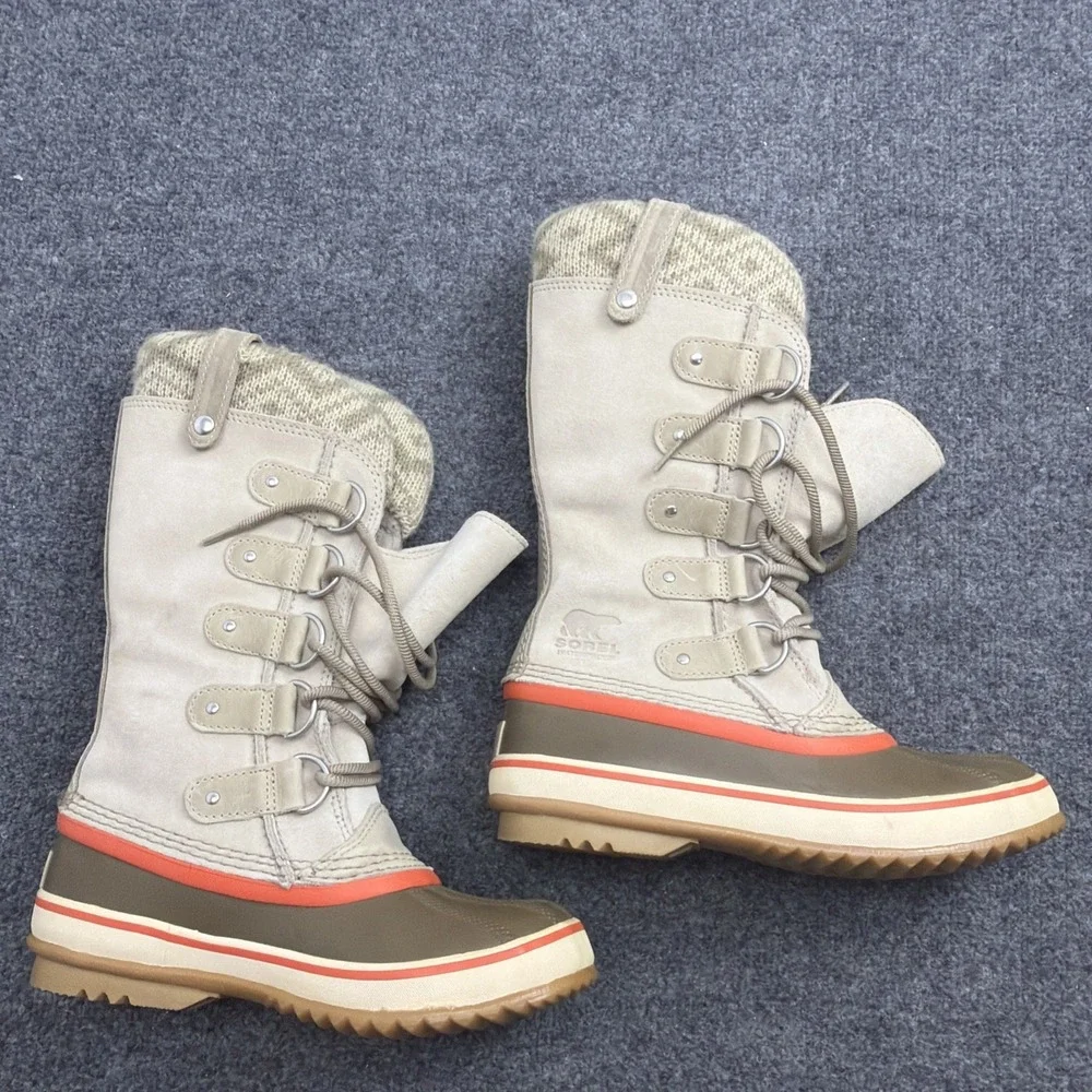 Sorel Women Joan of Arctic Sz 6 Waterproof Knit Winter Snow Boots NL2084-160