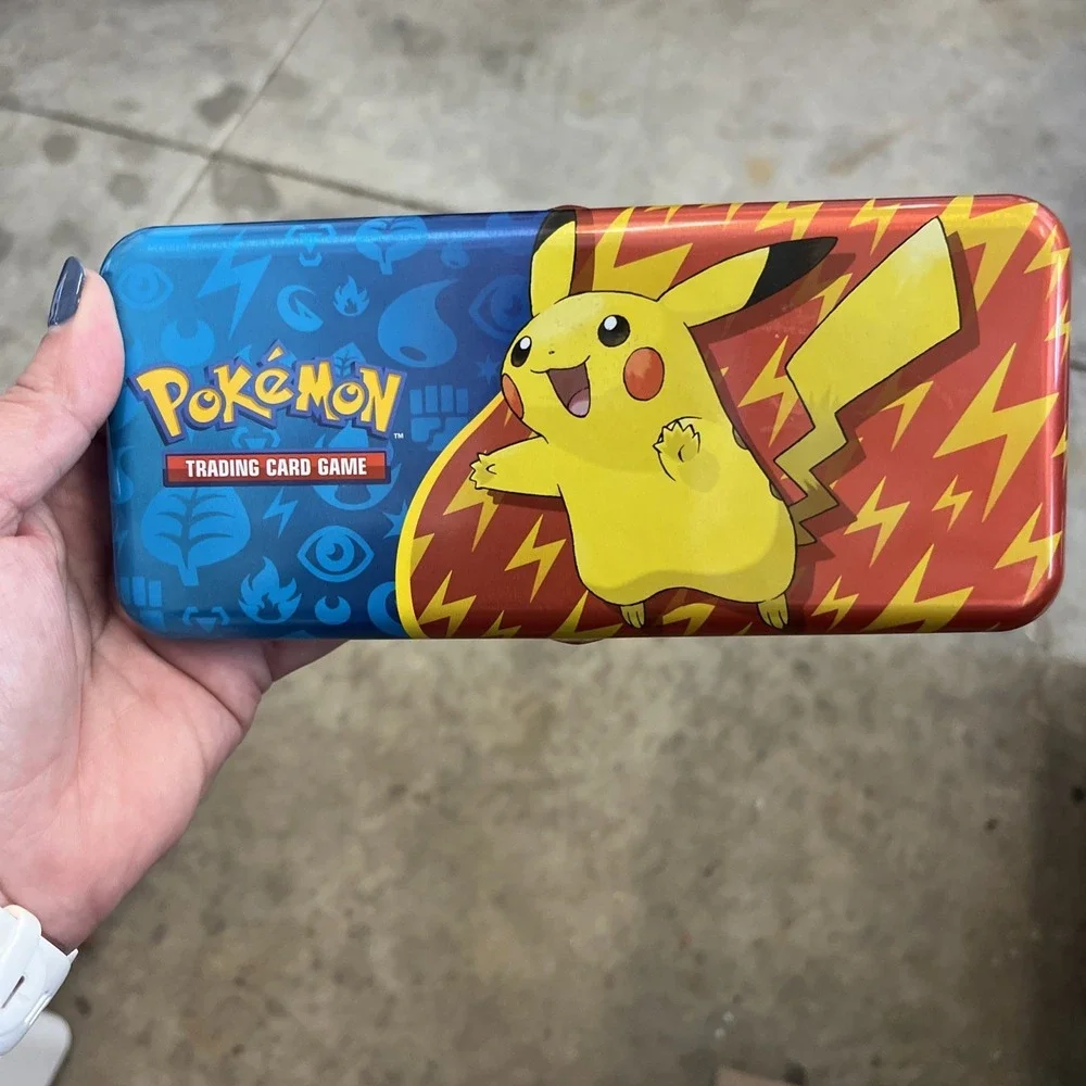 Pokemon‎ Trading Card Game 2023 Metal Tin Pencil Pen Case Trinket Dish 7.5