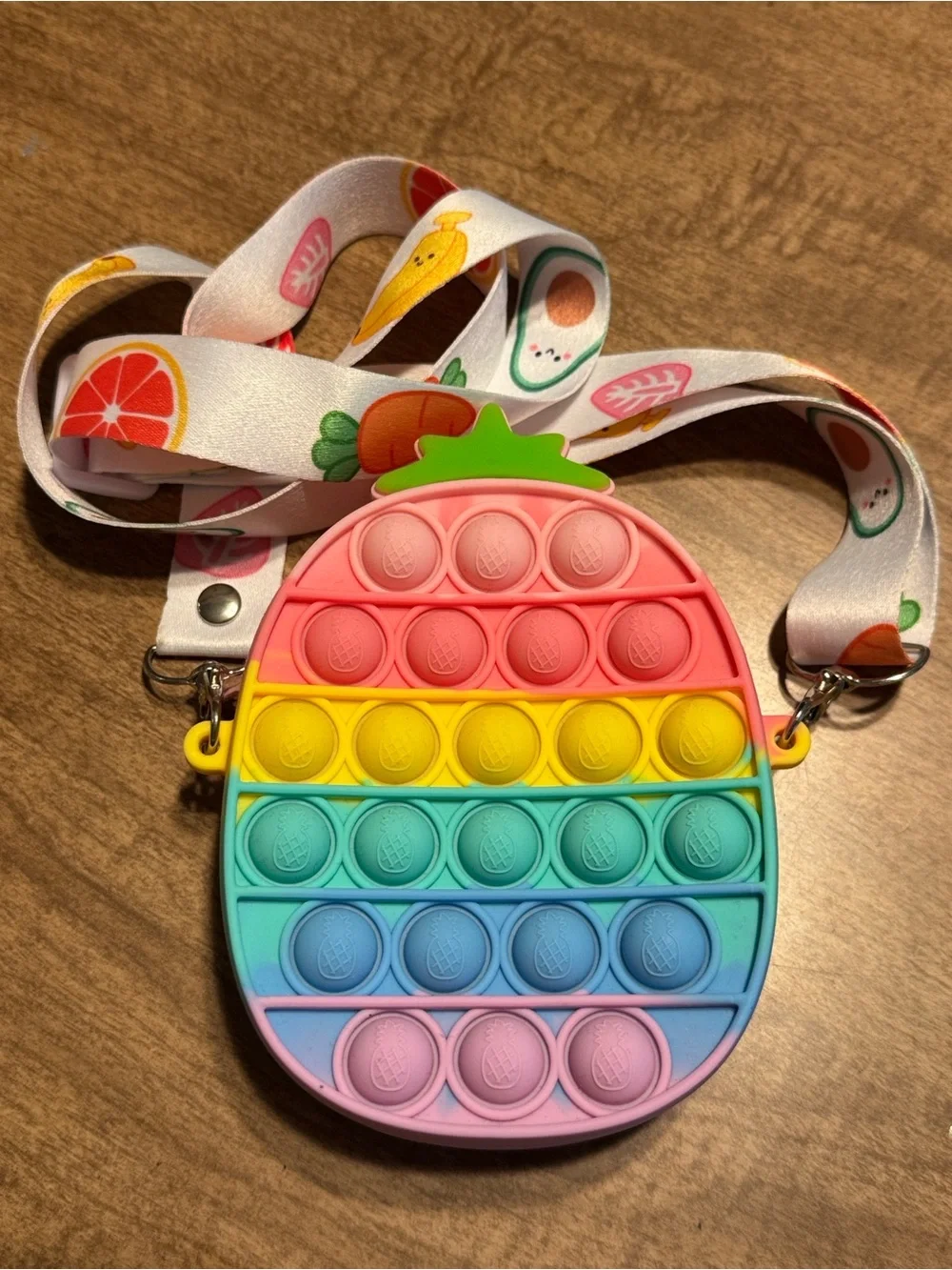 Rainbow Pineapple Pop-It Crossbody Bag