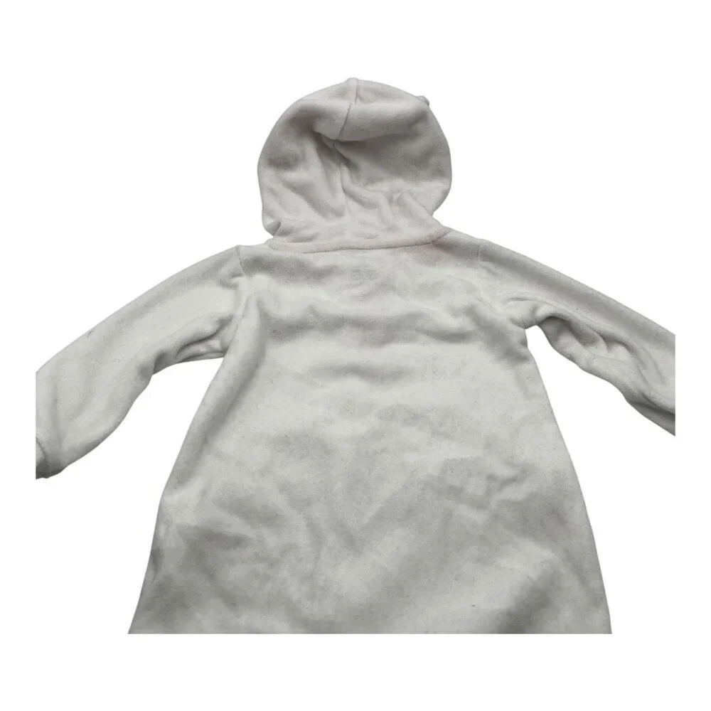 Carter’s Baby Hooded Fleece One Piece 9M Heart & Button Detail White Pink Floral