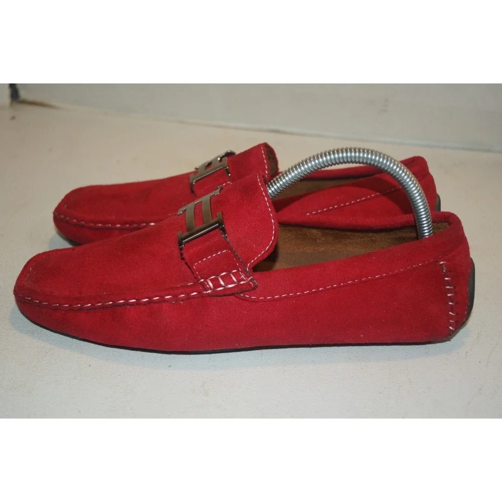 Faranzi Men's Faux Suede Slip On Loafers SZ 8M Red Huxley- U23
