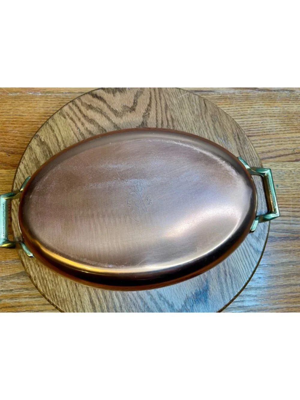 Vintage  Paul Revere Ware 12 inch  Copper Double Handle Oval Au Gratin Pan/ Fish