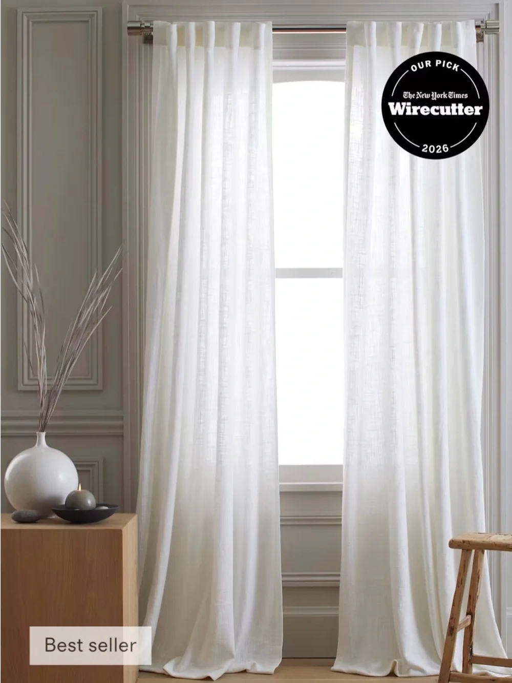 Quince European Luxe Linen Curtain 48x96 (one panel)