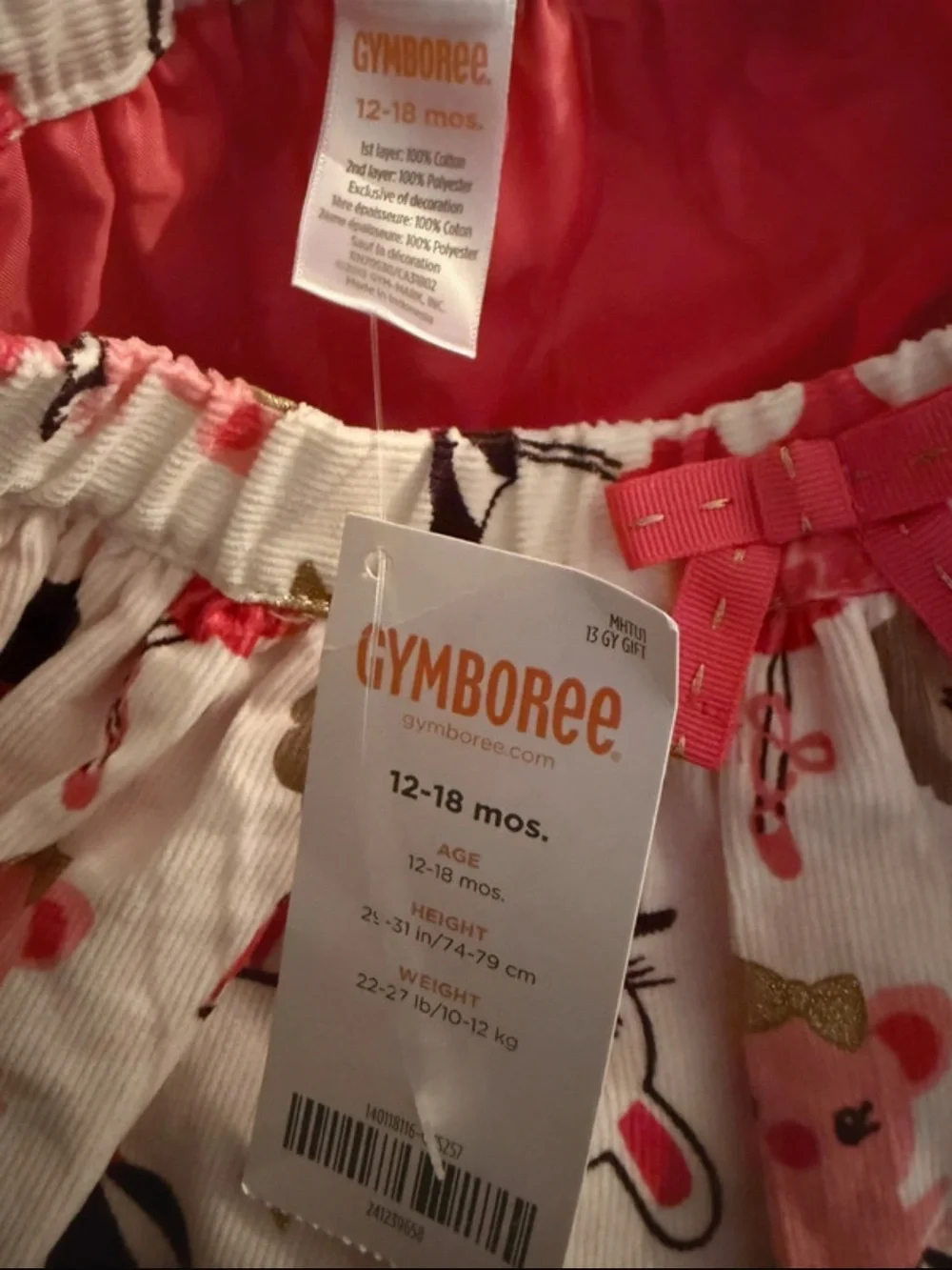 Gymboree Cream Skirt with Red Tulle Bunny Print