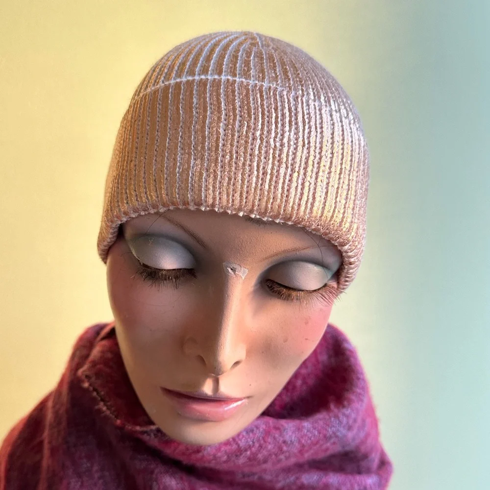 Y2K Athleisure Streetwear Gold Metallic Disco Knit Beanie With Cuff ~ Kids’ XS/S