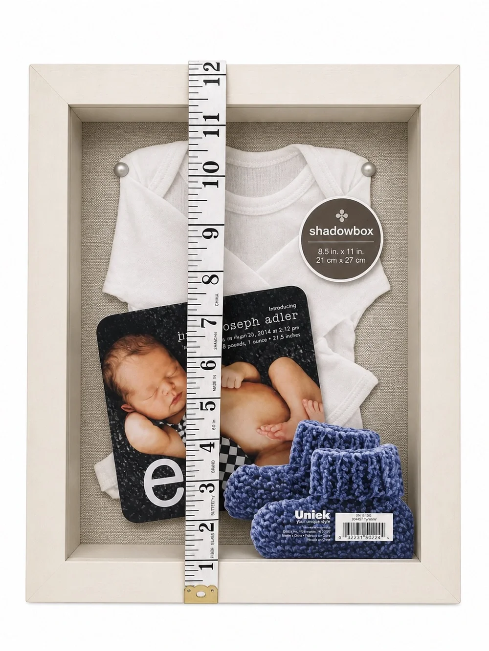 Uniek White Shadow Box Frame 8.5x11 Deep Display Keepsake Memory Frame New