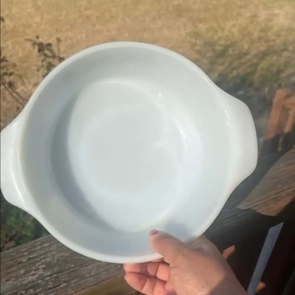 Anchor hocking Fire King USA Meadow green flowers 437 baking dish  1.5