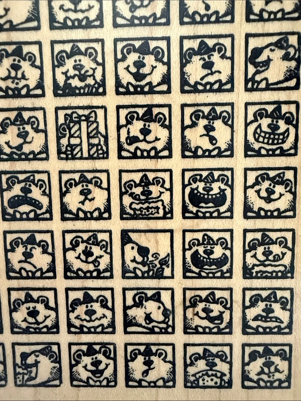 Giant Natural Wood Rubber Stamp  63 Emotions Feelings Mood Chart