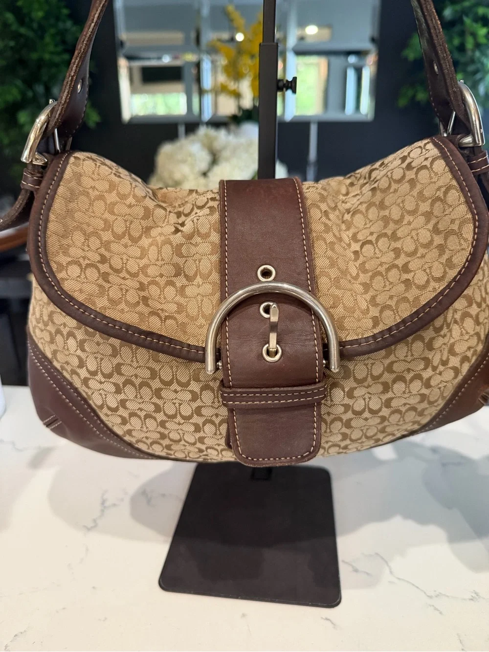 Coach SoHo Signature  Canvas and Leather Shoulder Bag in Brown