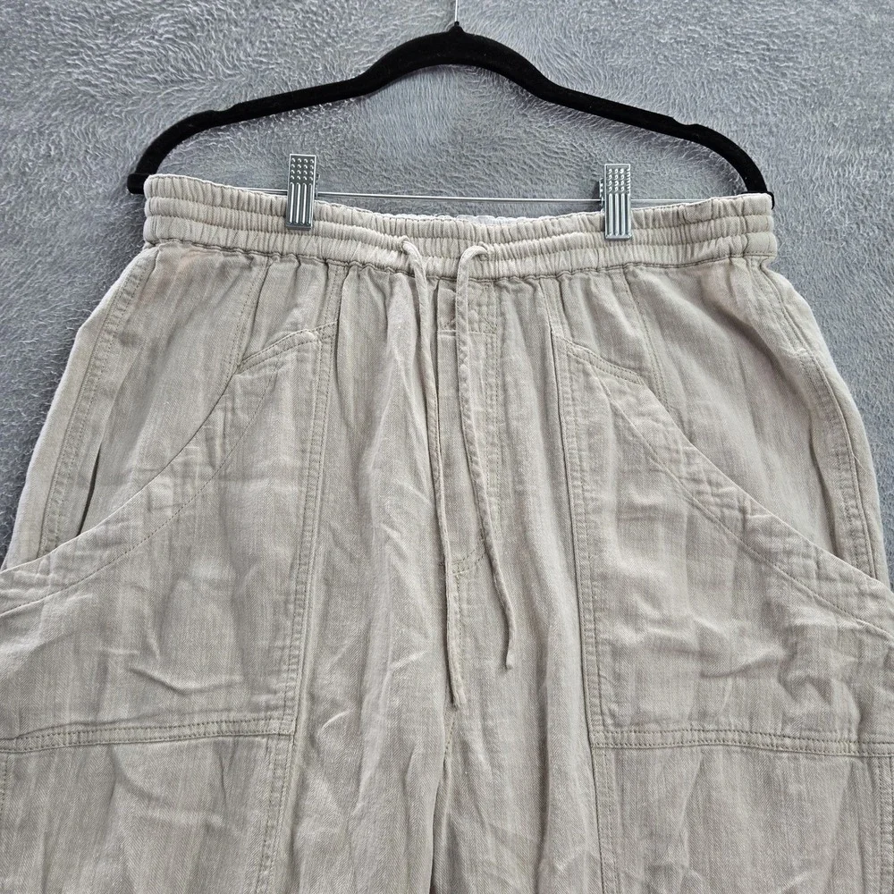Free People Women Pants M Brown Feelin Good‎ Utility Cargo Linen 27