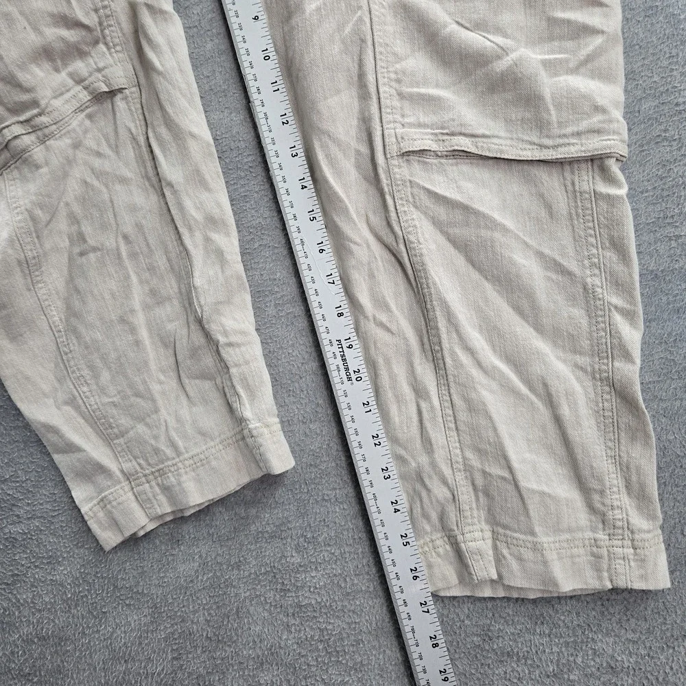 Free People Women Pants M Brown Feelin Good‎ Utility Cargo Linen 27