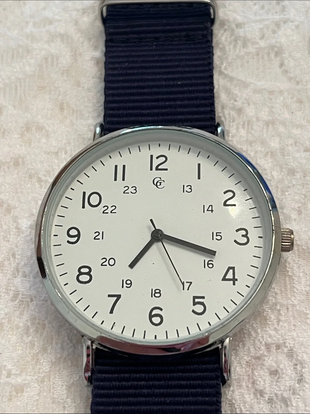 Classic Men's Navy Nylon Strap Watch - White Dial