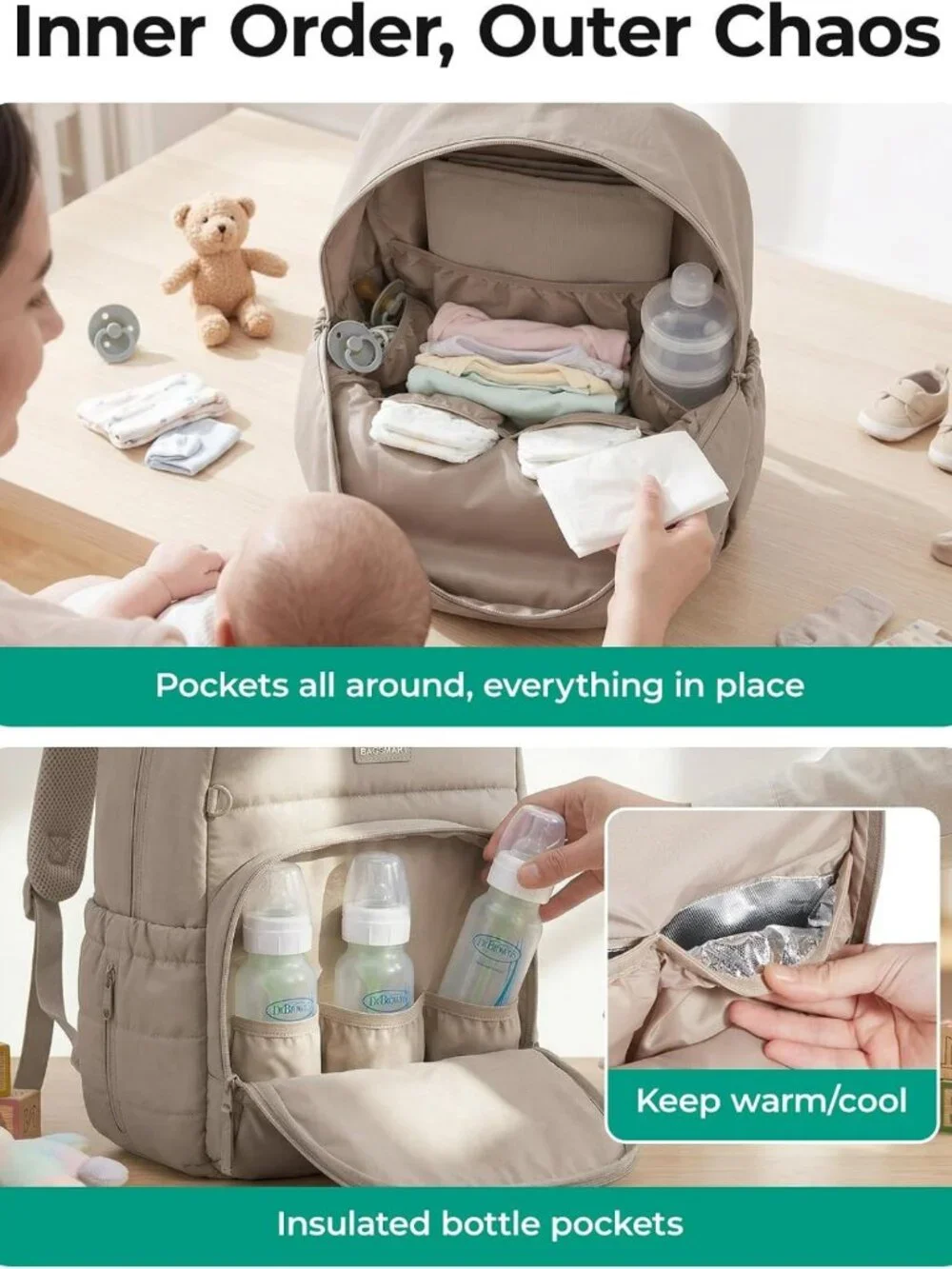 N/A travel pockets—keeping features