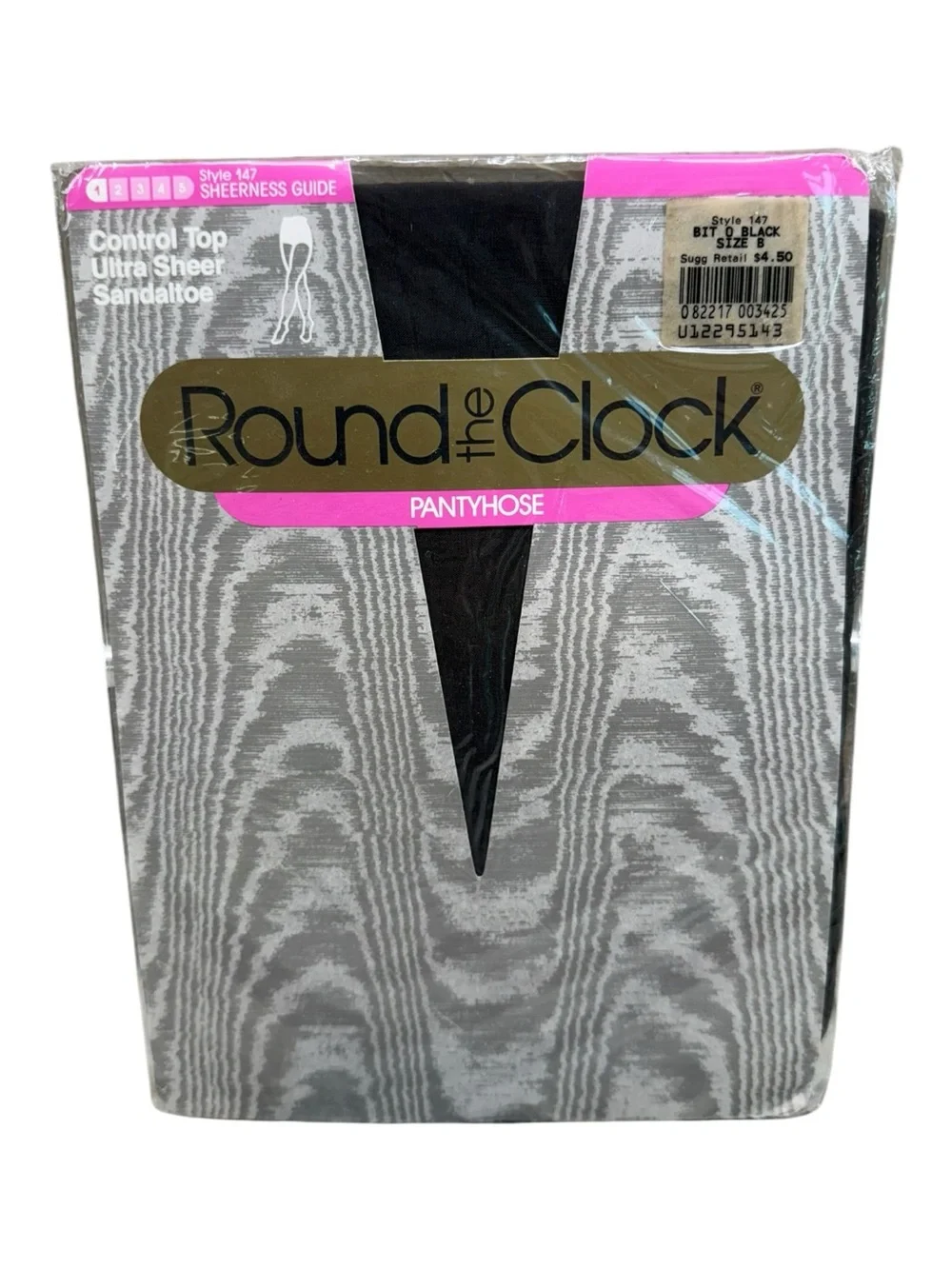 Round The Clock Control Top Ultra Sheer Pantyhose Size B Bit O Black 147