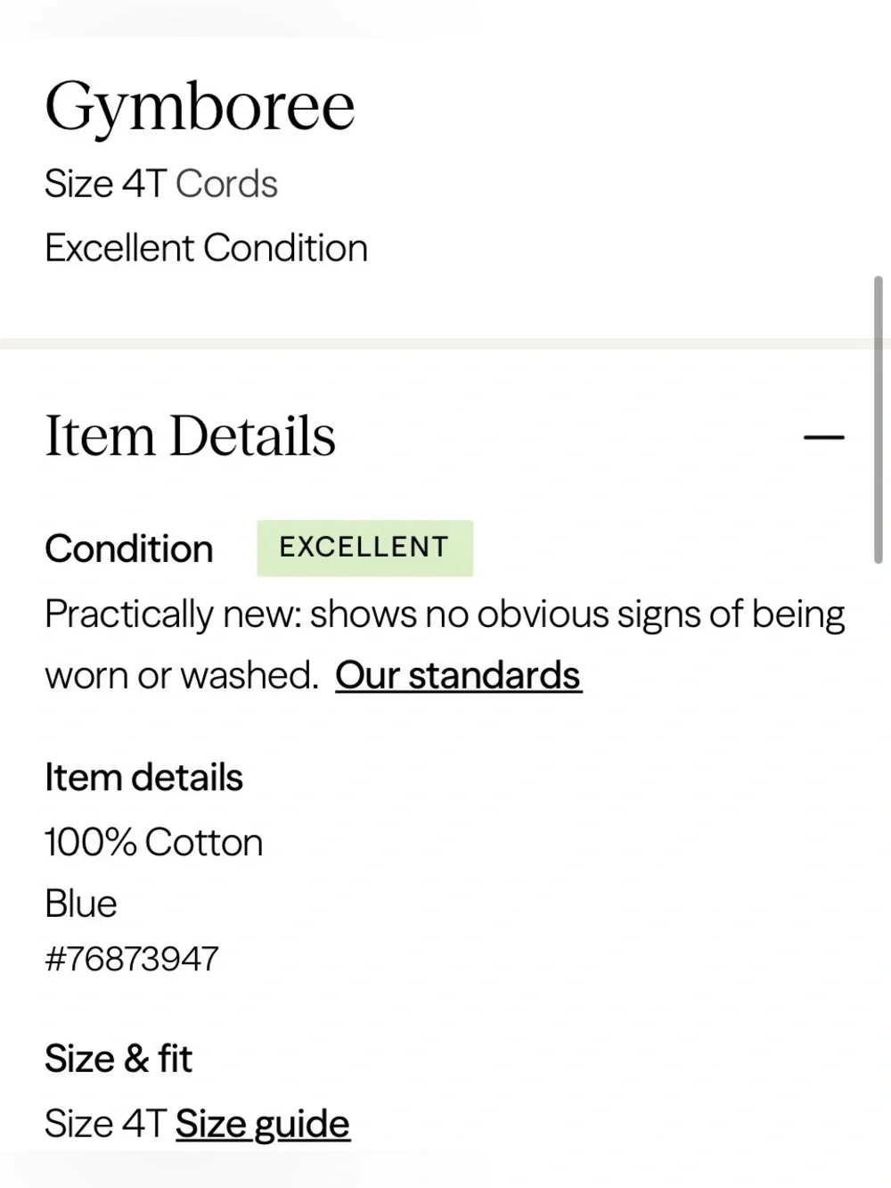 GYMBOREE Navy Blue Cotton Corduroy Pants