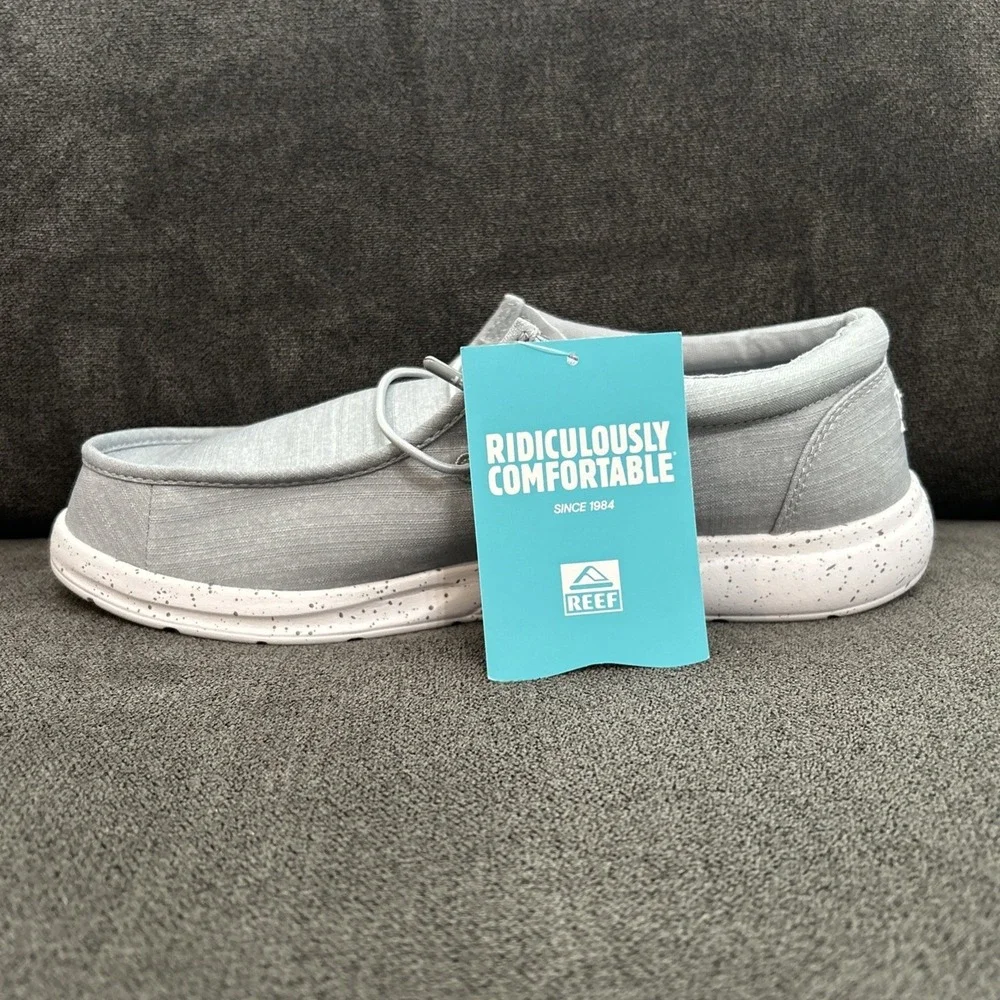Reef Cushion Breakwater Men 9 Grey Boat Shoes Relaxed Fit Easy On Off New CJ4500