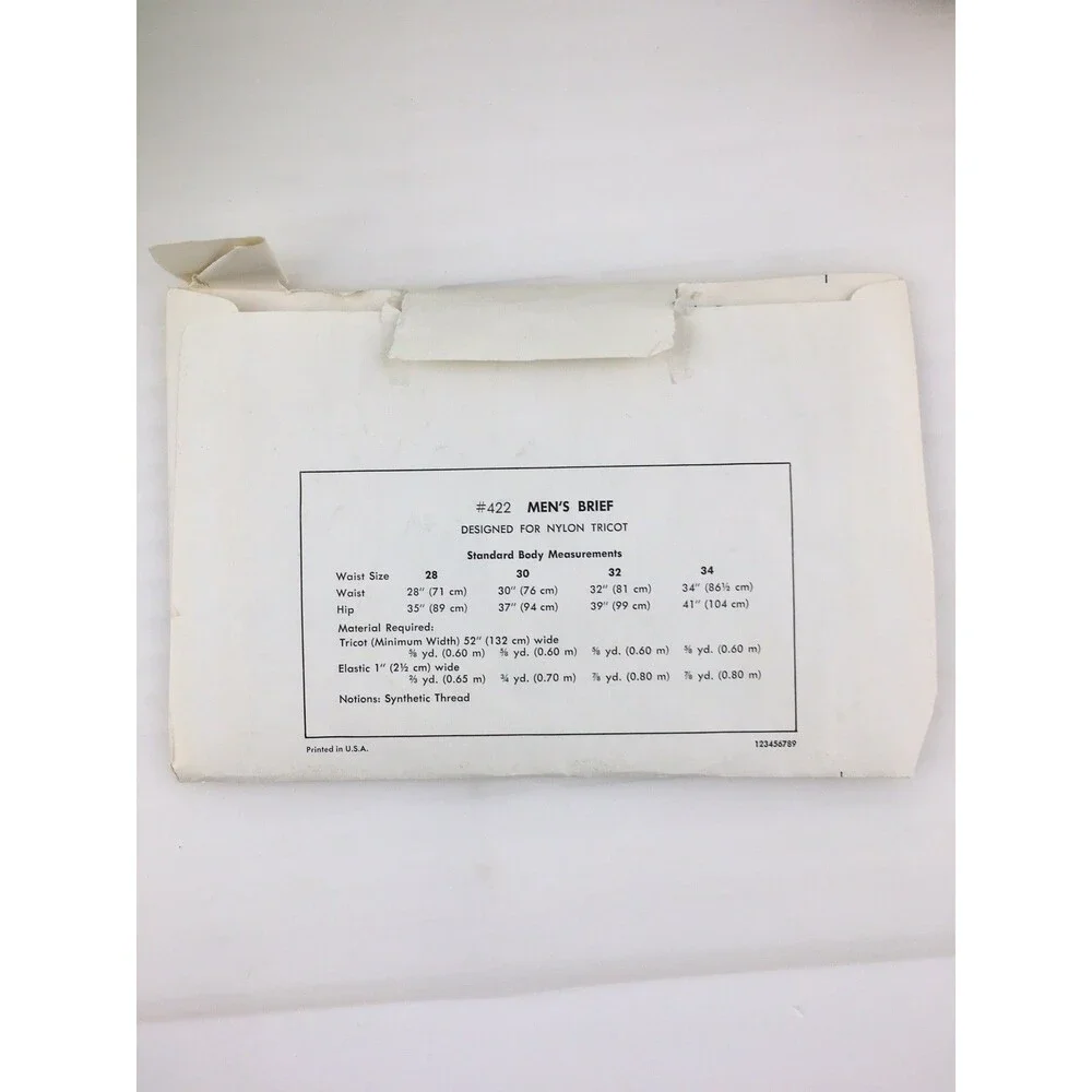 Brief Underwear Mens Size 28-32 CUT 32 Pattern 422 Vtg 70s