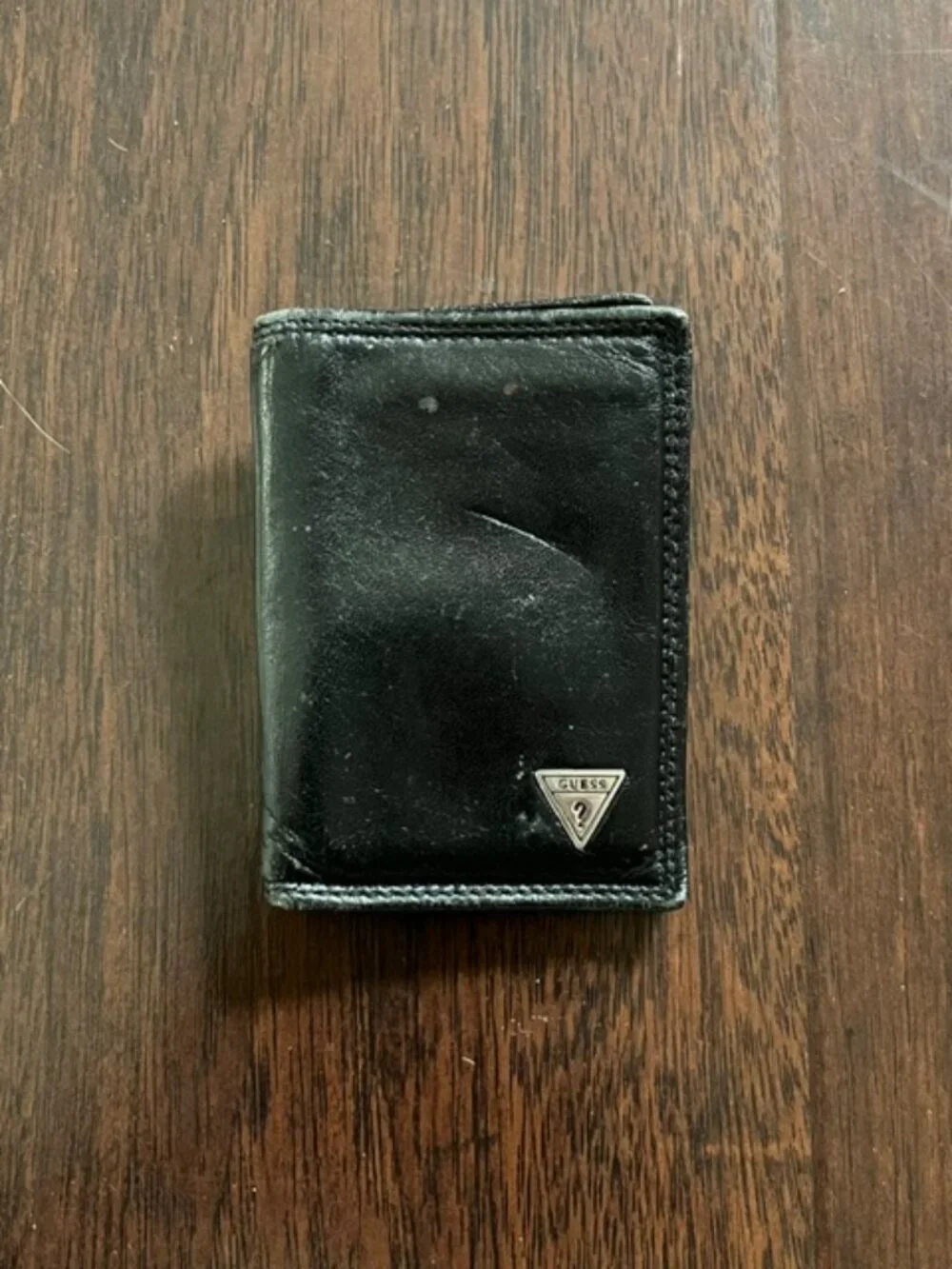 Guess Small Black Leather ID Wallet w/ Clip