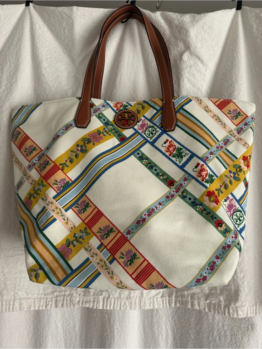 Tory Burch Canvas Tote Ribbon Weave