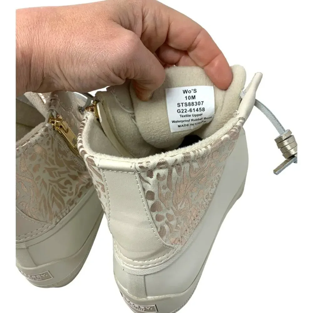 Sperry Saltwater Metallic Jacquard Duck Boot Size 10 NWT $110 MSRP