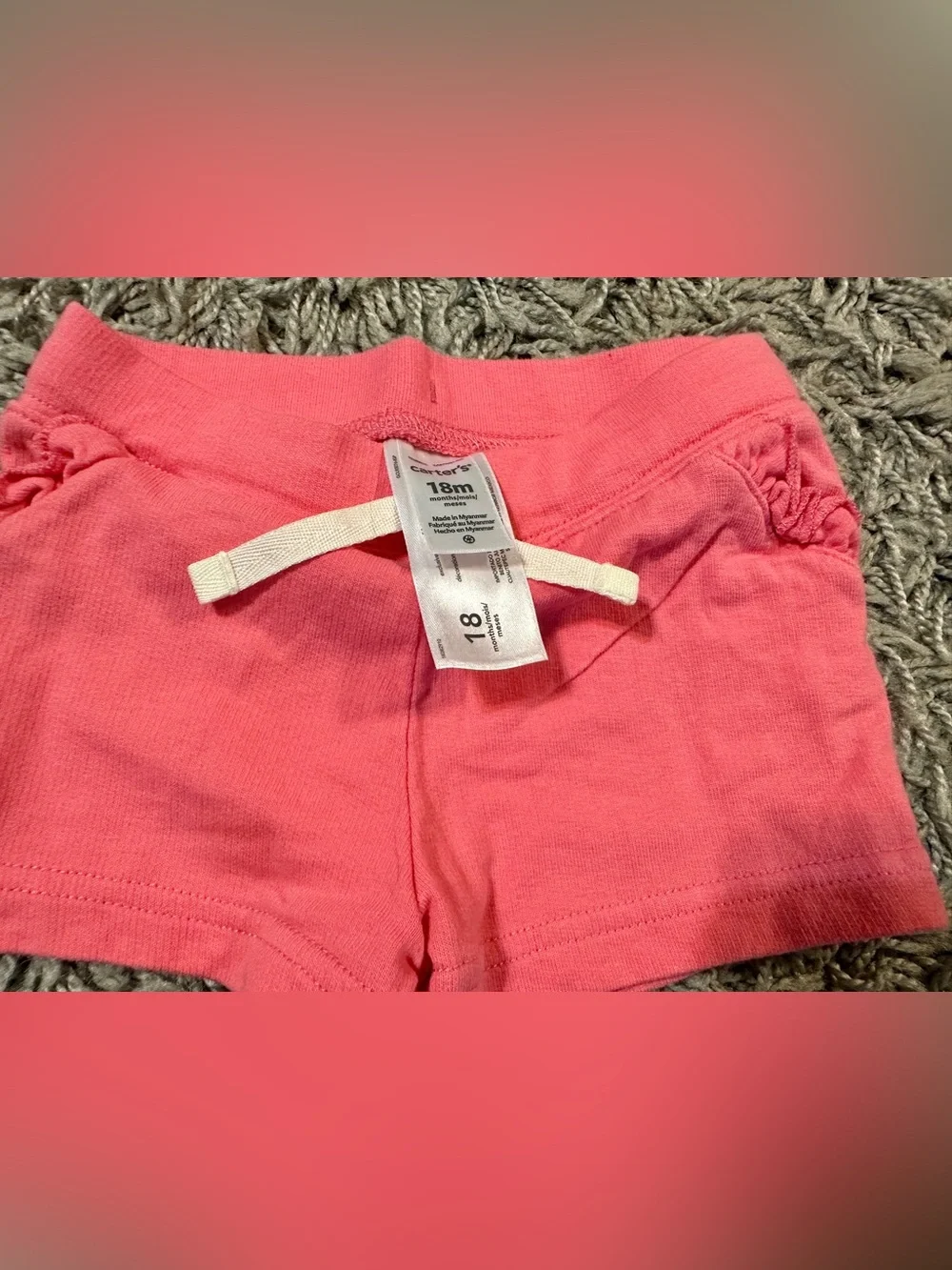Carter's Pink, Gray & Navy Cotton Drawstring Shorts Trio