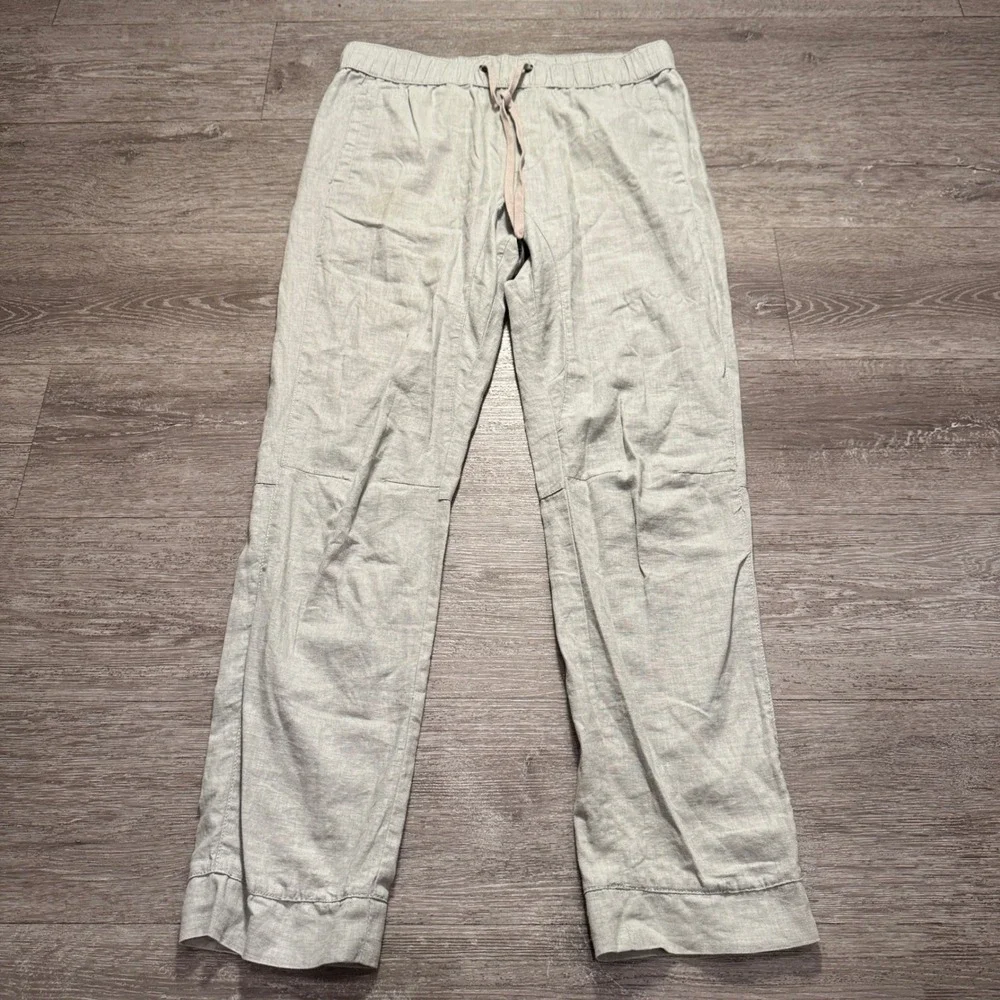 Vintage Mossimo Pants Mens Medium Gray Linen Blend Drawstring Summer Beach 33x30