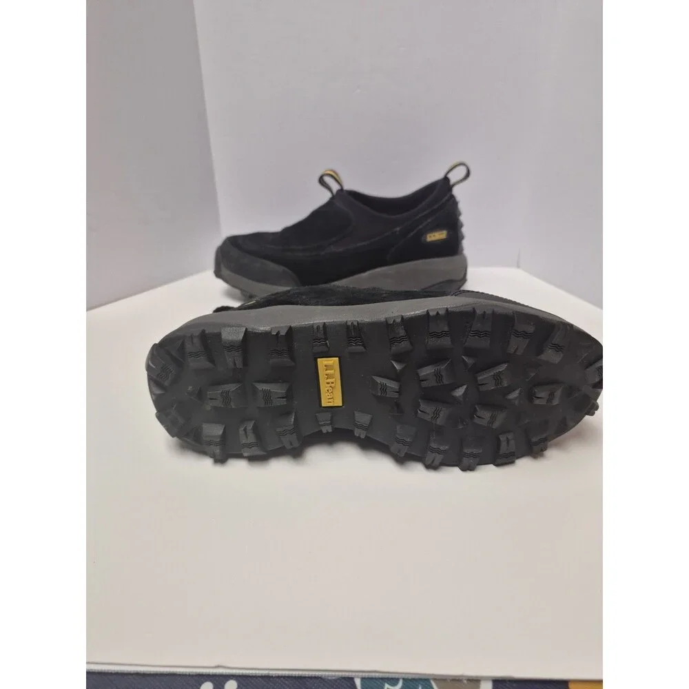 LL Bean Womens Thinsulate Black Suede Slip-On Comfort Shoes Size 7