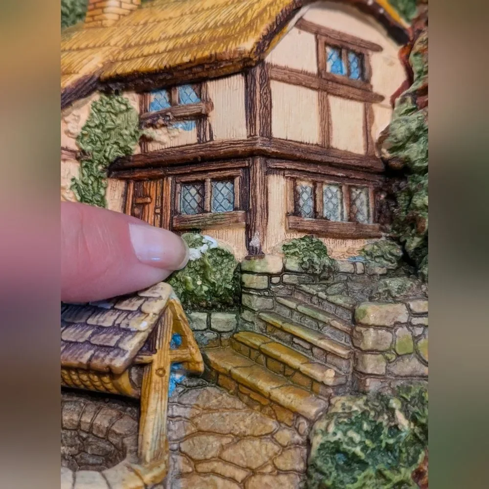 Vintage Legend Product 3D Chalkware English Cottage England 8” Square Wall Art