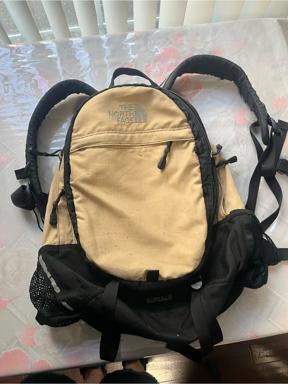 The North Face Tan and Black Borealis Backpack