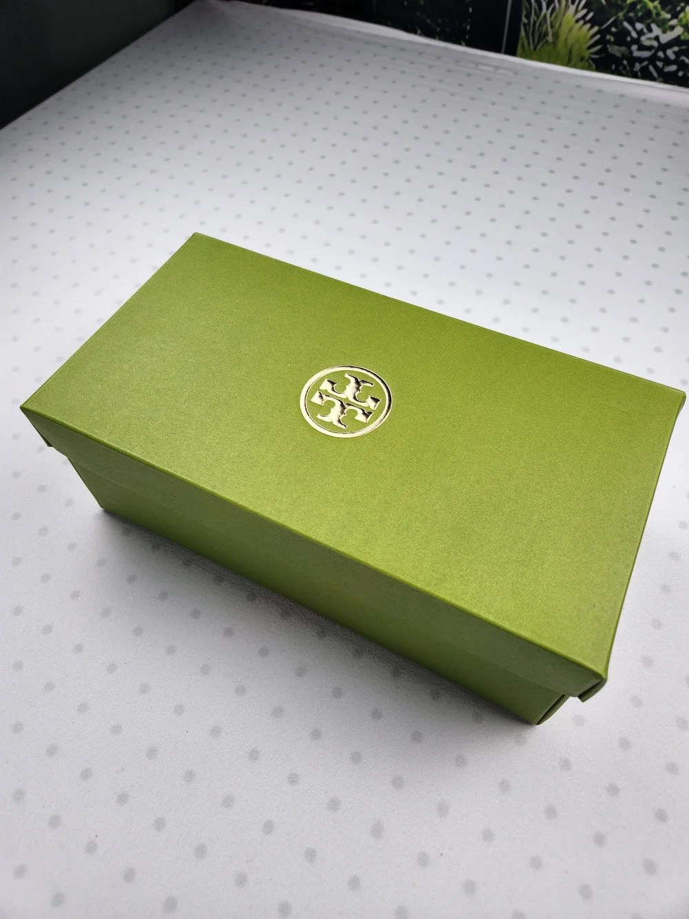 Tory Burch Lime Green Shoe Box with Gold Logo (Empty)