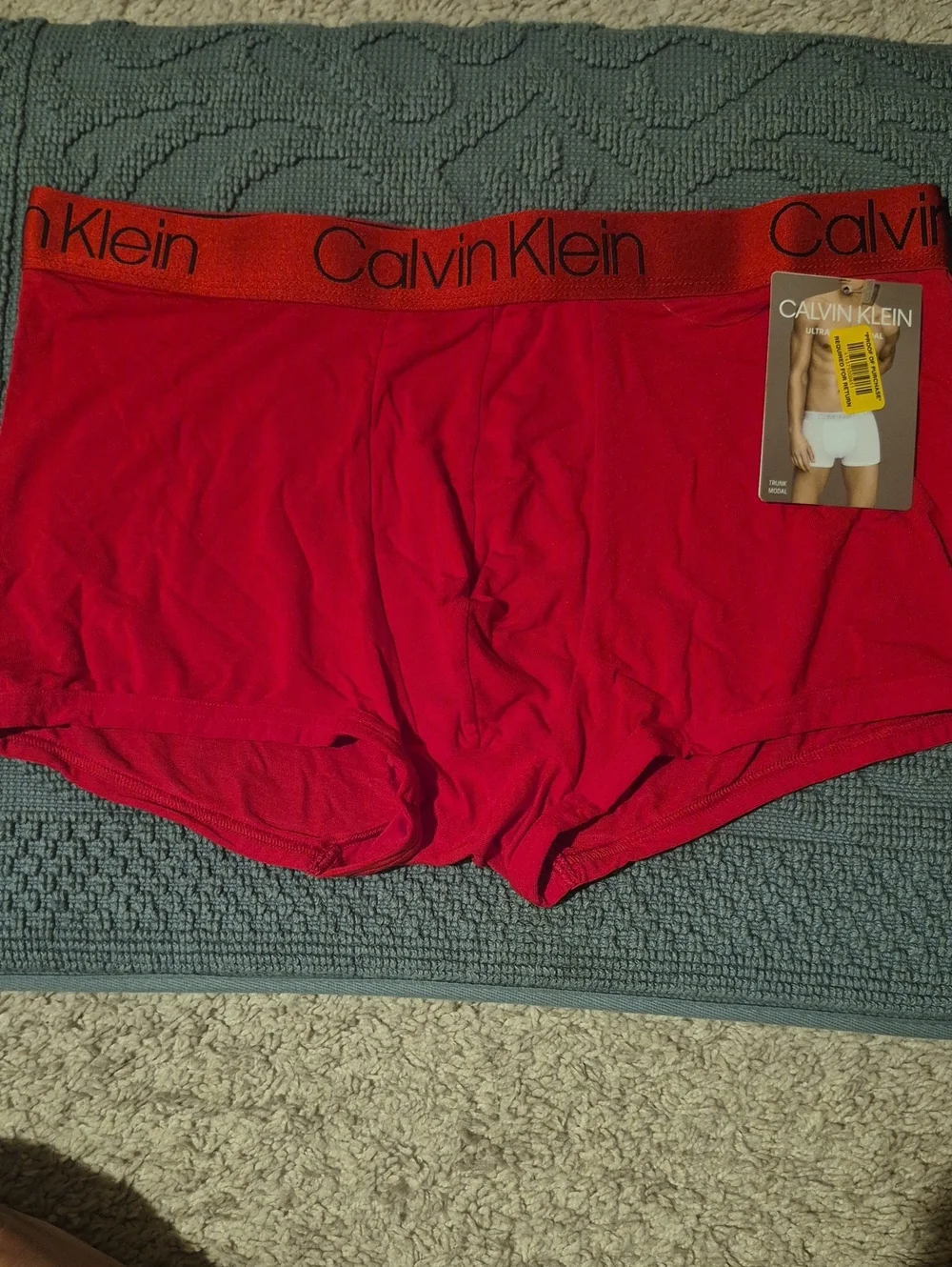 Calvin Klein Men’s Red Boxer Briefs with Branded Waistband