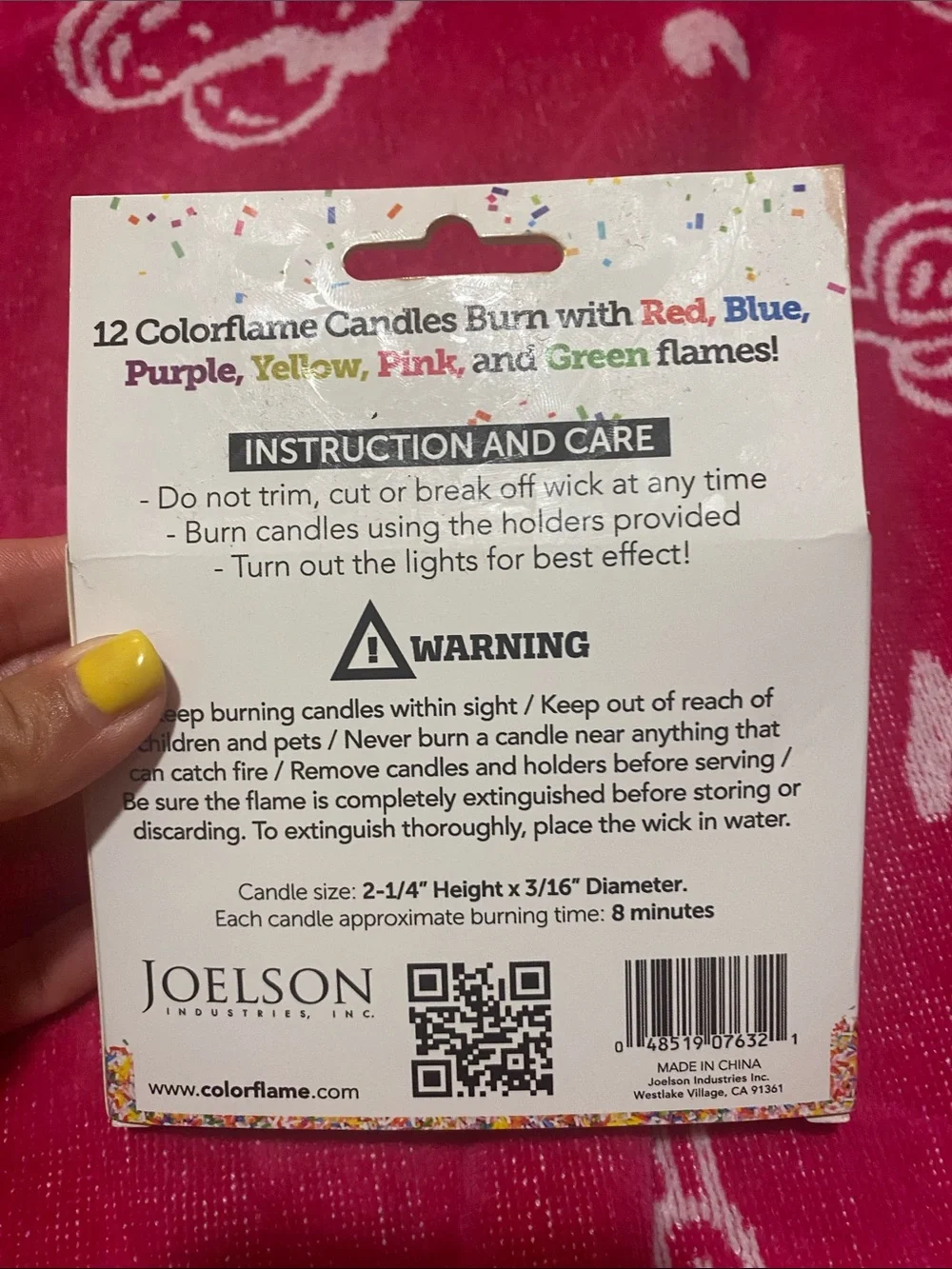 Color flame candles