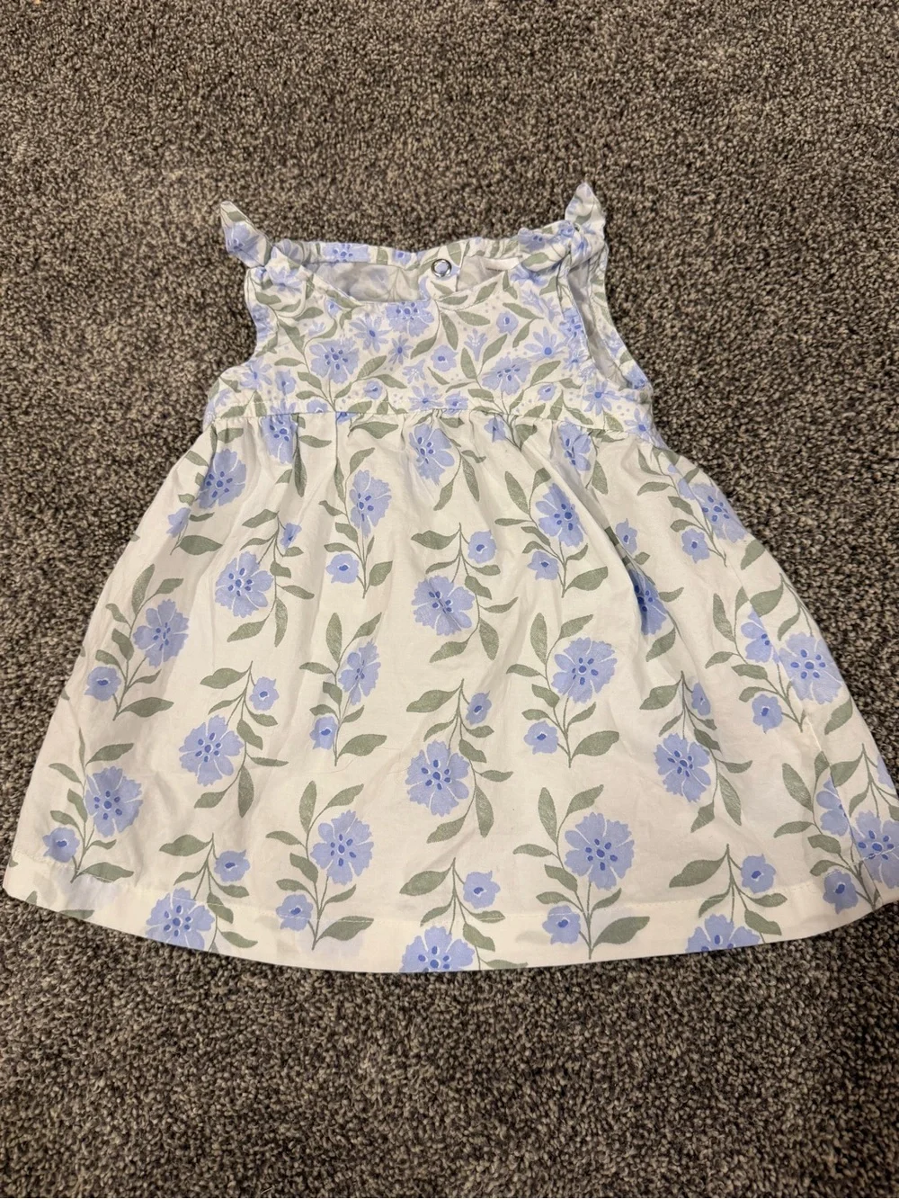 Carter's White Dress with Light Blue Floral Print