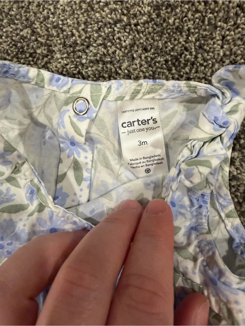 Carter's White Dress with Light Blue Floral Print