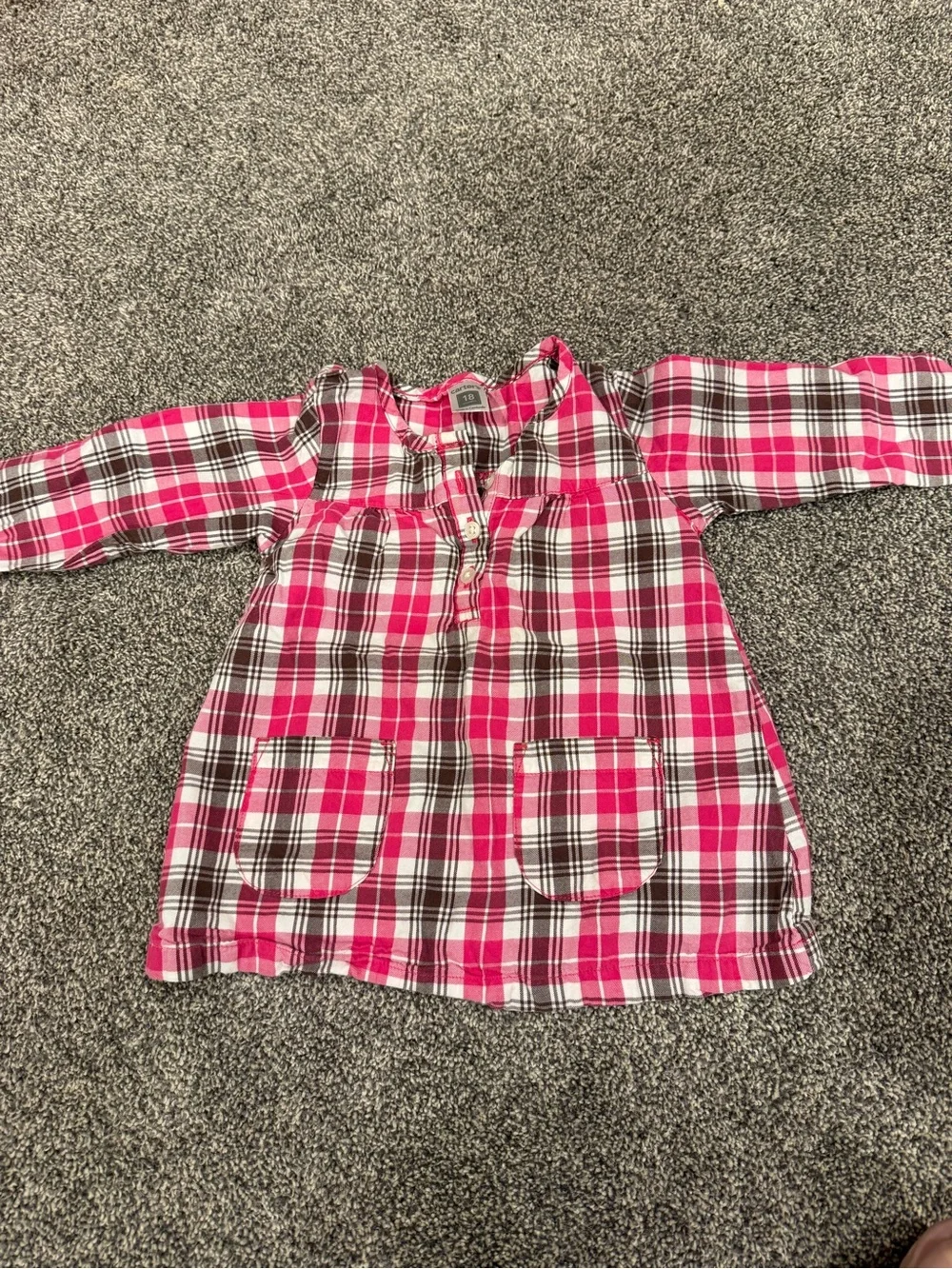 Carter's Pink and White Plaid Long-Sleeve Casual Dress