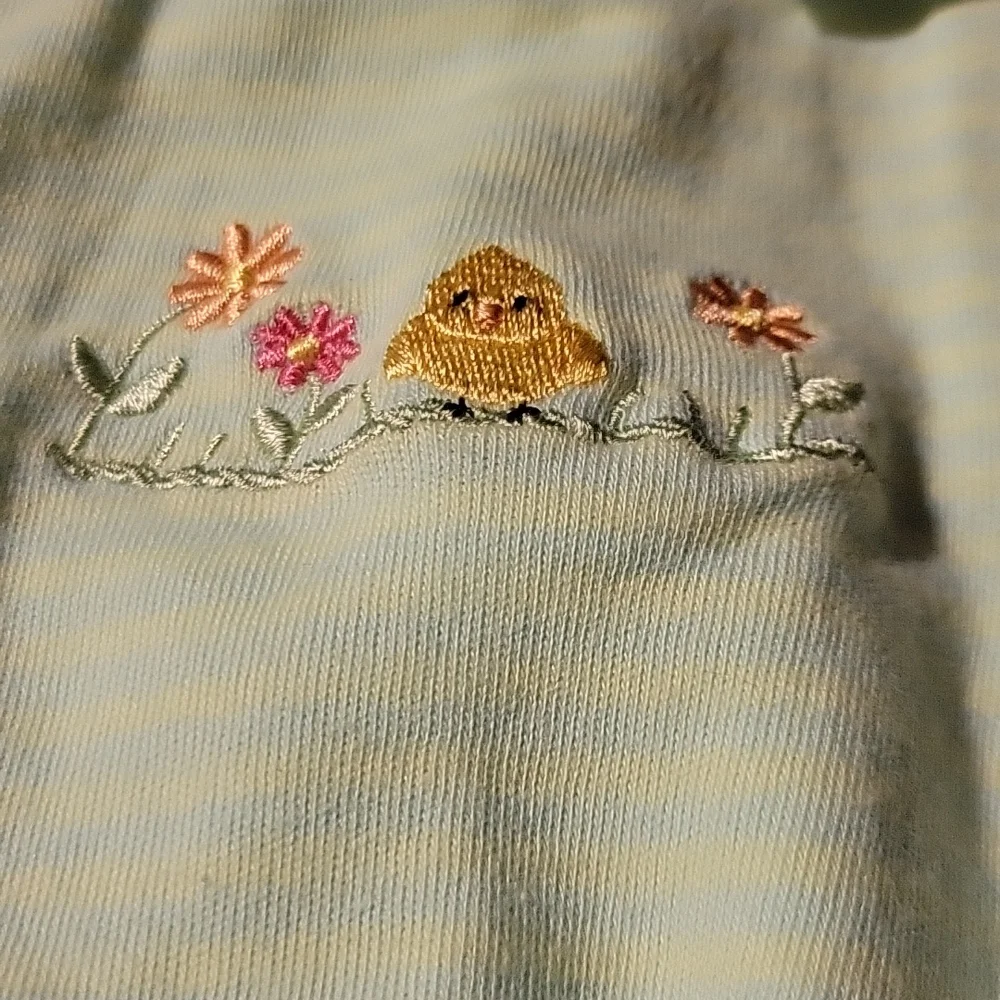 Carter's Pastel Striped Soft Dress Snaps Flowers Yellow Chick Bows