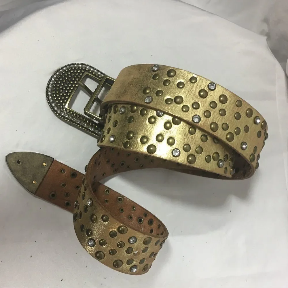 Vintage Arizona gold leather embellished belt