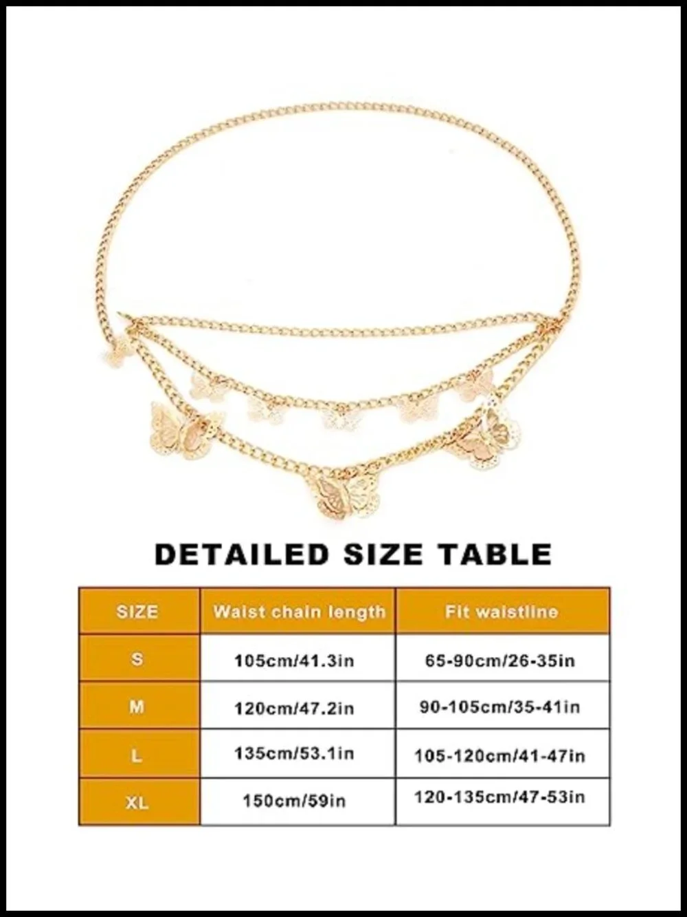 Multi-Layer Butterfly Waist Chain Alloy Hollow Pendant Body Chain