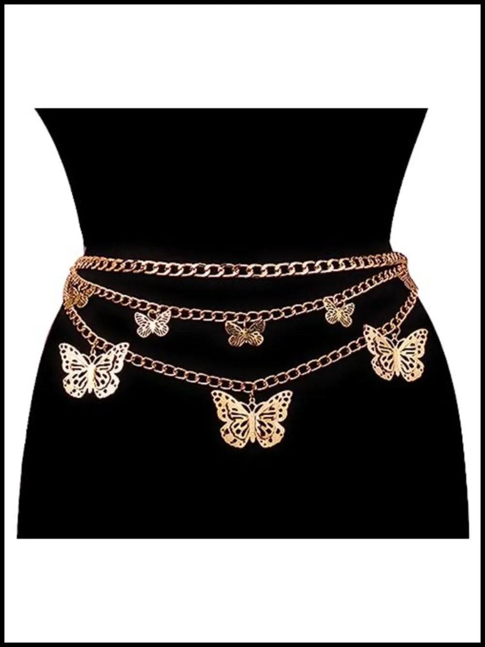 Multi-Layer Butterfly Waist Chain Alloy Hollow Pendant Body Chain
