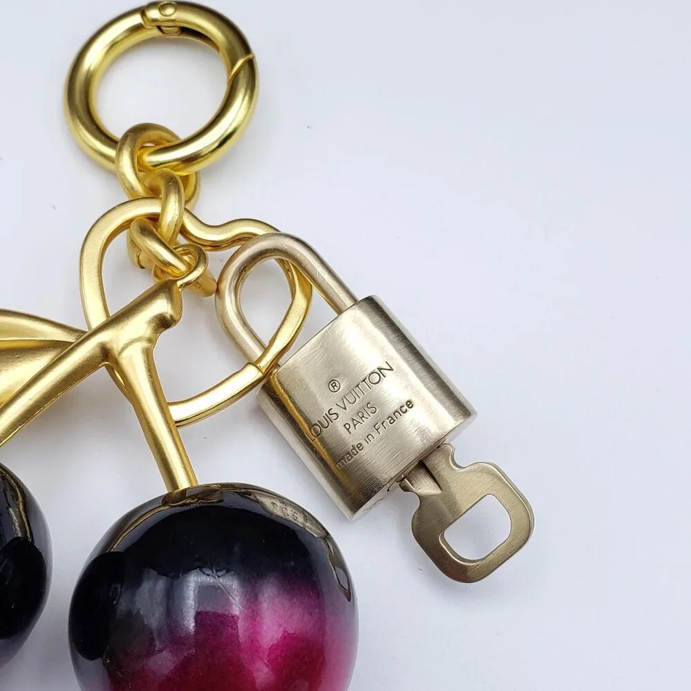 Authentic Louis Vuitton Lock & Key with Unbranded Apple Charm, Keychain