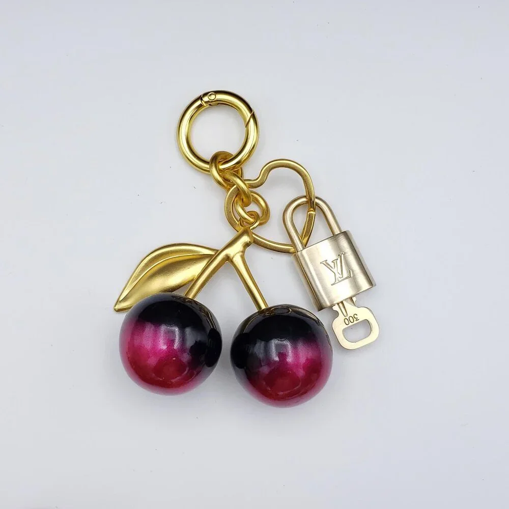 Authentic Louis Vuitton Lock & Key with Unbranded Apple Charm, Keychain