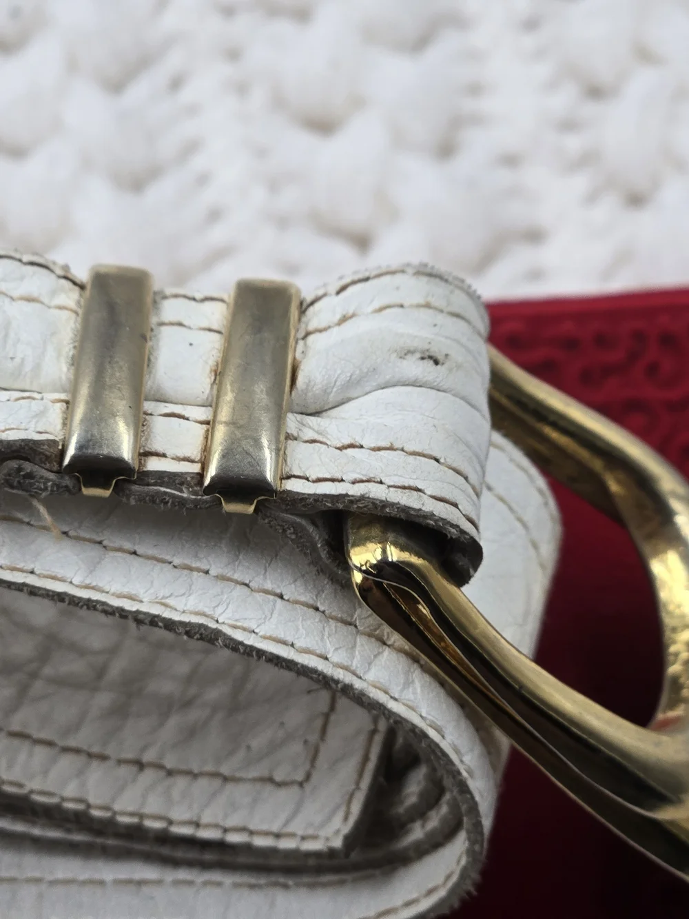 Gant White Leather Strap with Gold Double Buckles