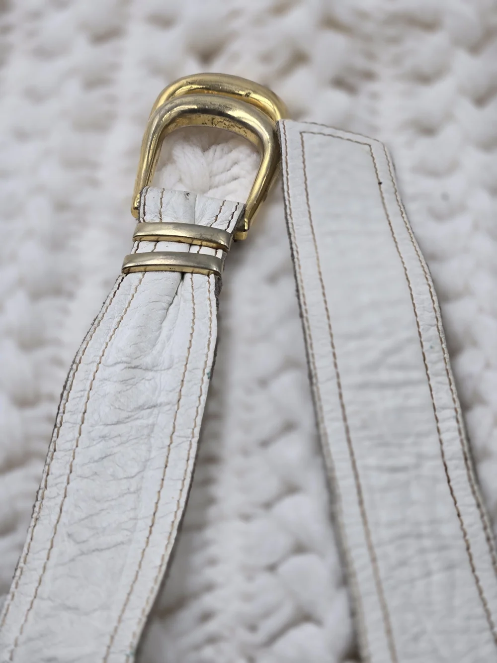 Gant White Leather Strap with Gold Double Buckles