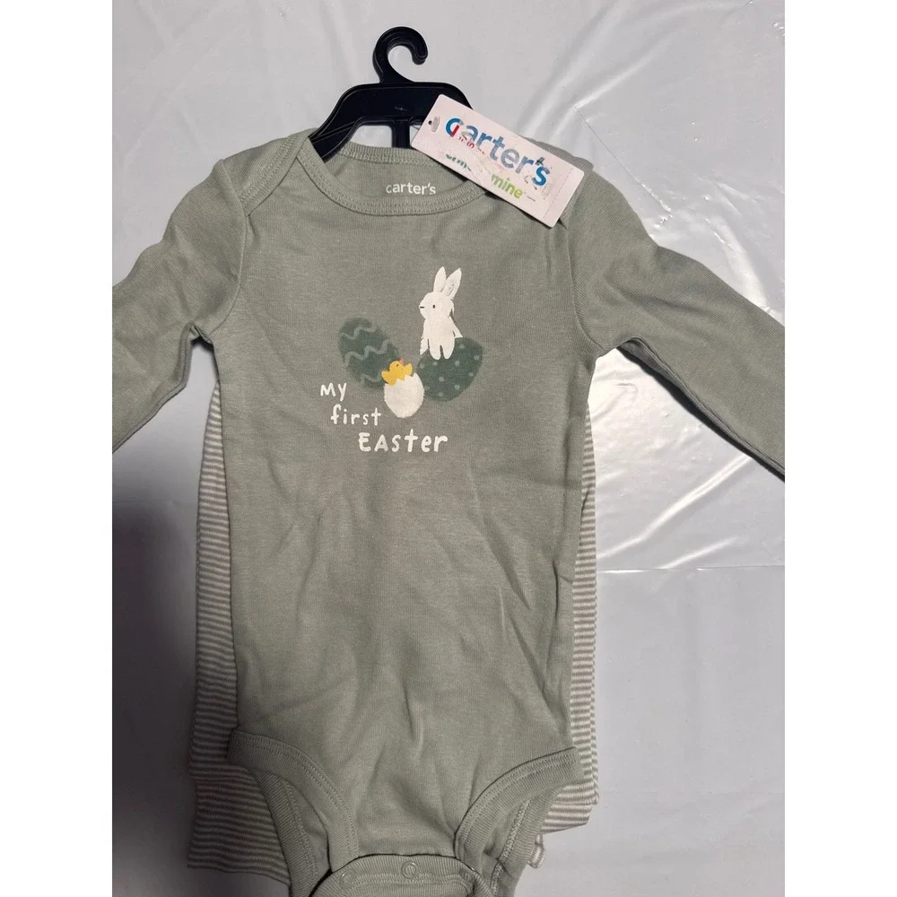 NWT Carters Child of Mine Baby Easter Outfit‎ Set 3-6M Green Bunny