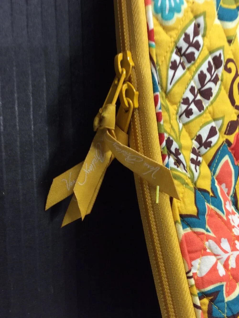 Vera Bradley Sun Valley Quilted Laptop Sleeve Yellow Floral Paisley Case 17x12