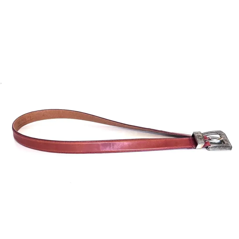 Vintage 90s‎ Talbots Artsy Western Womens Belt Size M Cognac Leather Skinny Work