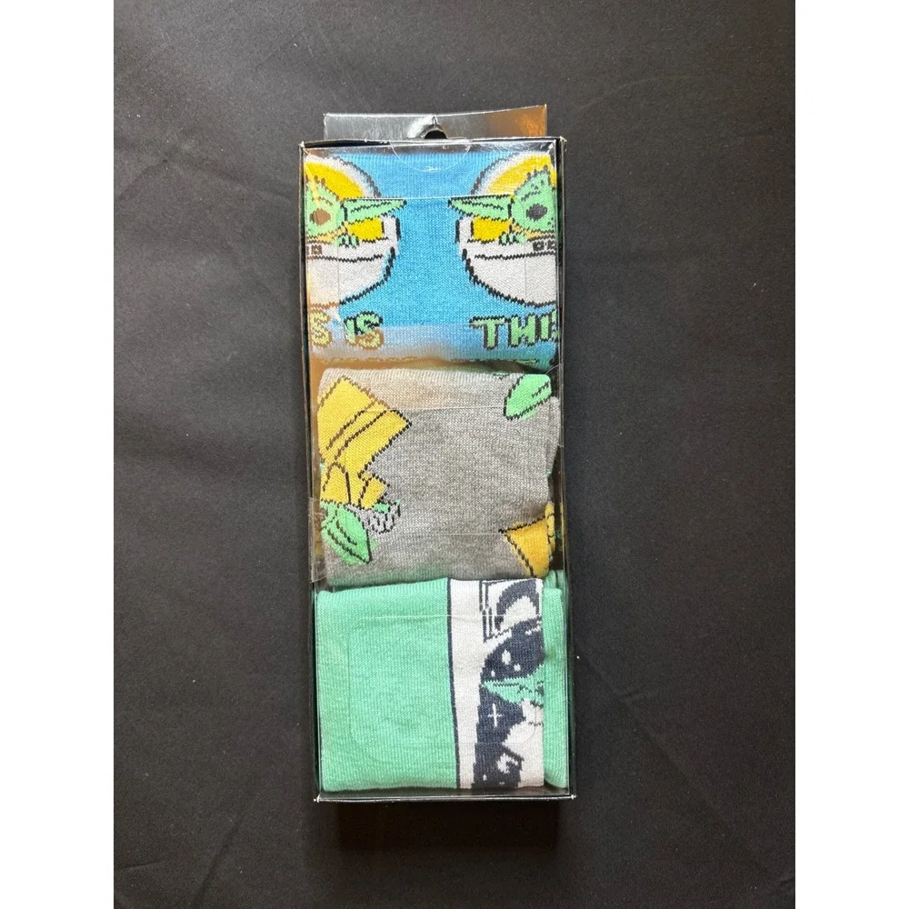 Star Wars The Mandalorian‎ Baby Yoda 3 Pair Crew Socks Men's Size 8-12