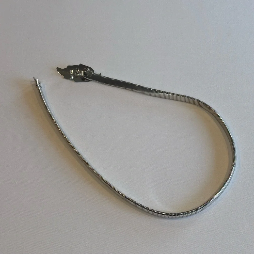 SILVER‎ LEAF BUCKLE Elastic Stretch Waist Belt; Excellent Condition