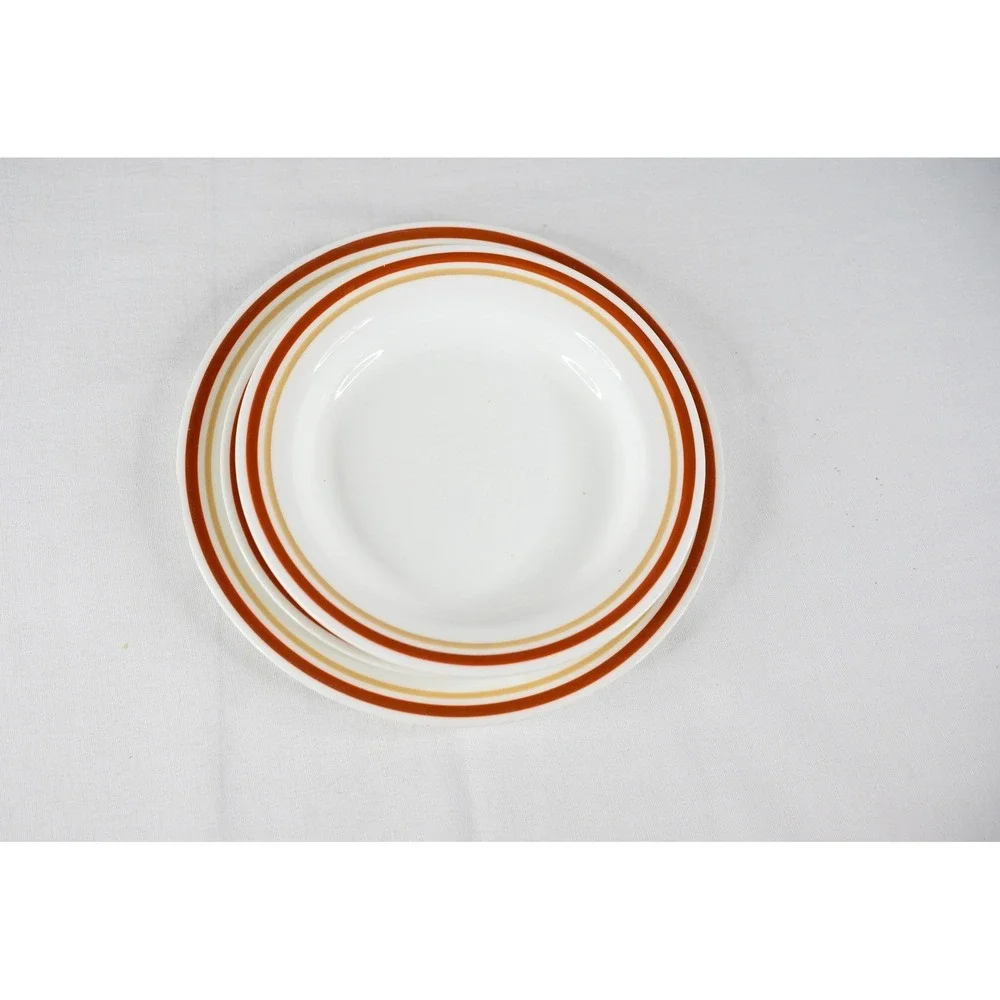 Vintage Corelle Dinnerware Set Cinnamon‎ Chestnut White Orange 16pc plates bowls