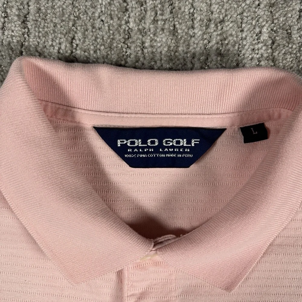 Vintage Polo Ralph Lauren Shirt Mens Large Golf Pink Pima‎ Cotton Pony Collar